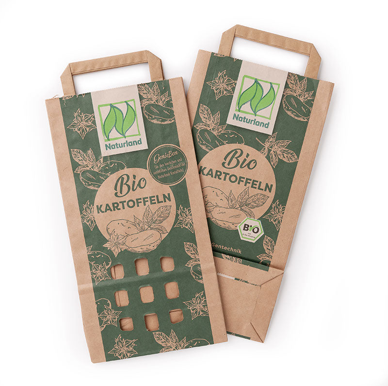 Kartoffel-Papiertragetasche "Naturland" 2 kg, Vorder- und Rückseite