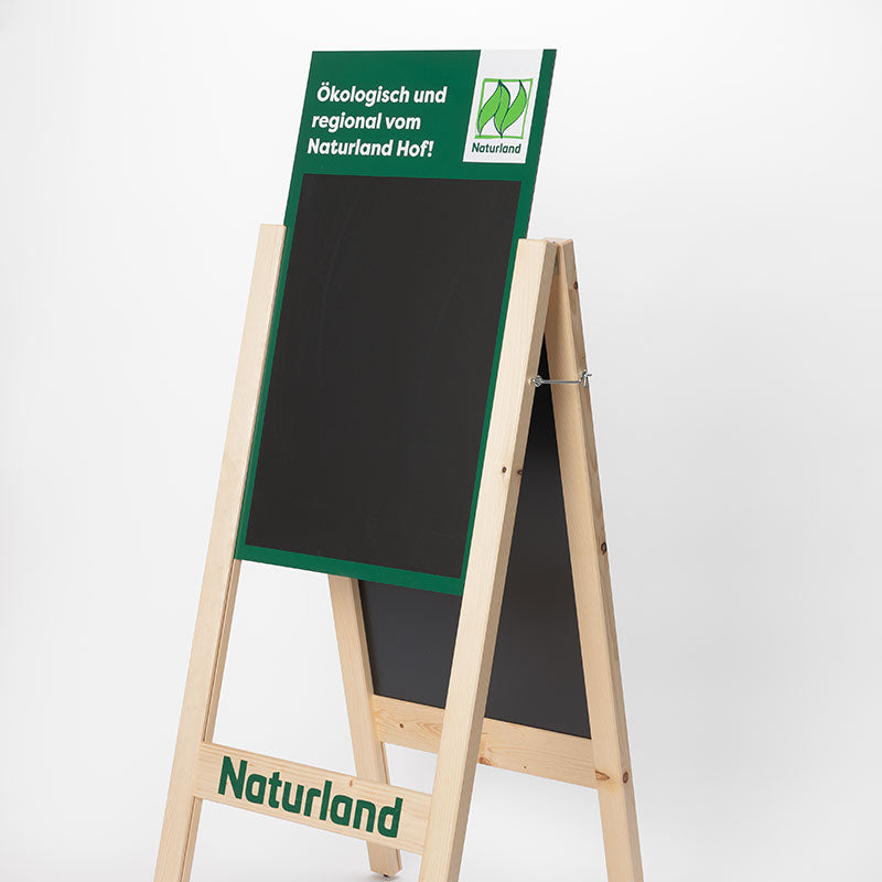 Kundenstopper Naturland, herausziehbare Tafel