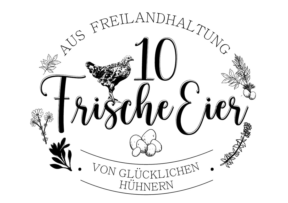 Eierschachtel-Stempel 10 Frische Eier aus Freilandhaltung
