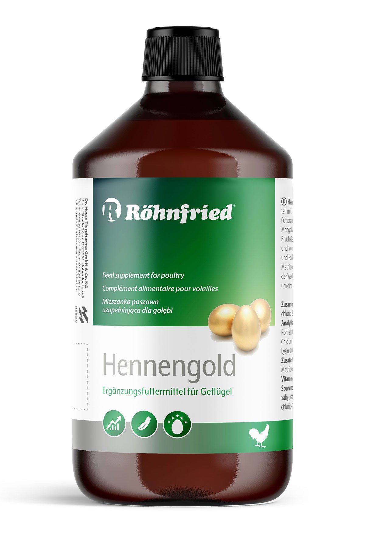 Hennengold Tränkenzusatz gegen Wind- und Knickeier, 500 / 1.000 ml