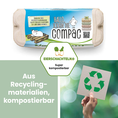 ComPac 10er Eierschachteln Etikettengestaltung + Innendruck "Aus Recyclingmaterialien, kompostierbar"