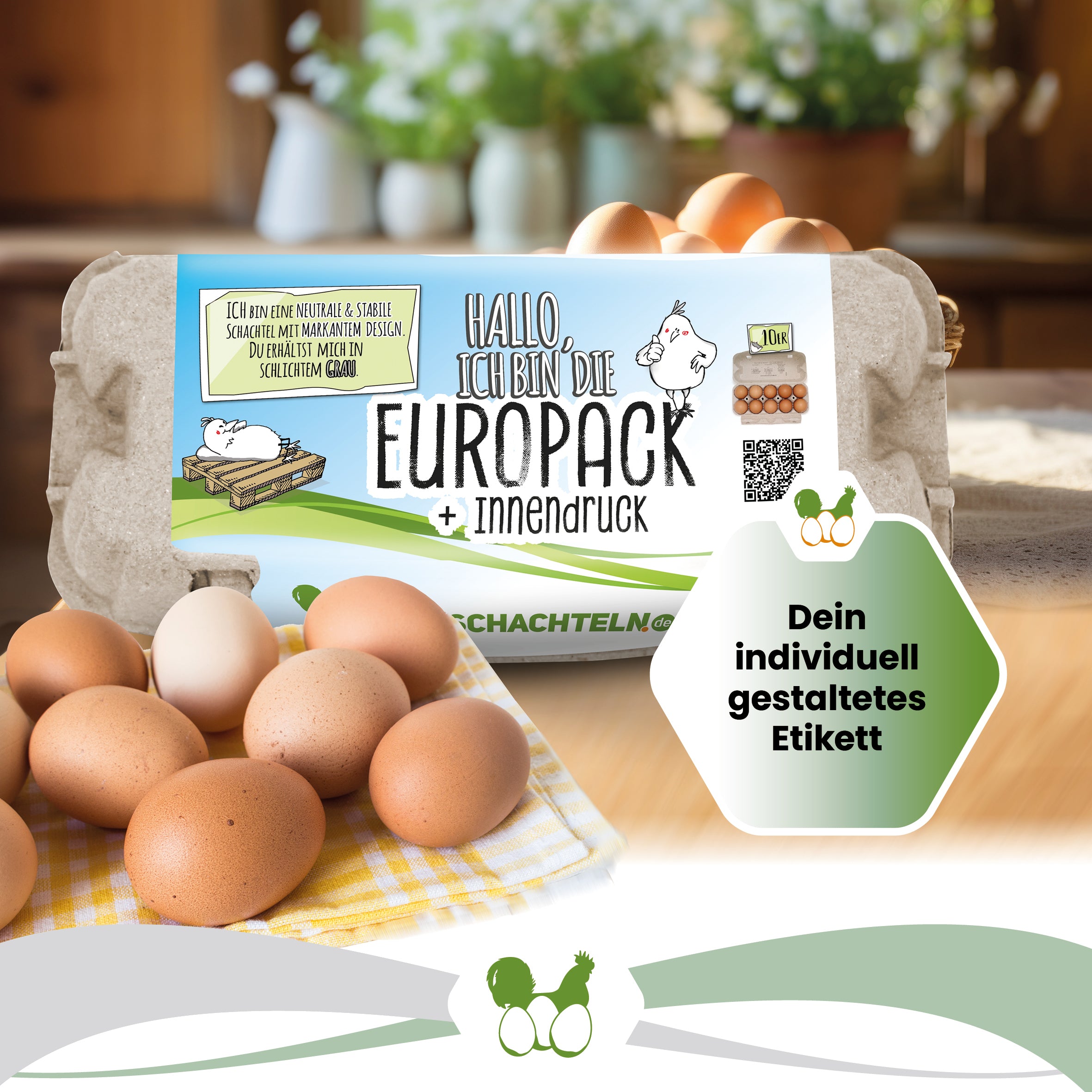 2800 Stück (Palette) 10er EuroPack mit individuellem Etikett + Innendruck inkl. Etikettengestaltung