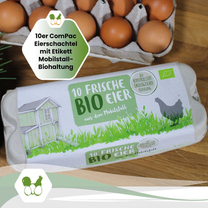 "10er ComPac Eierschachtel mit Etikett Mobilstall Biohaltung"