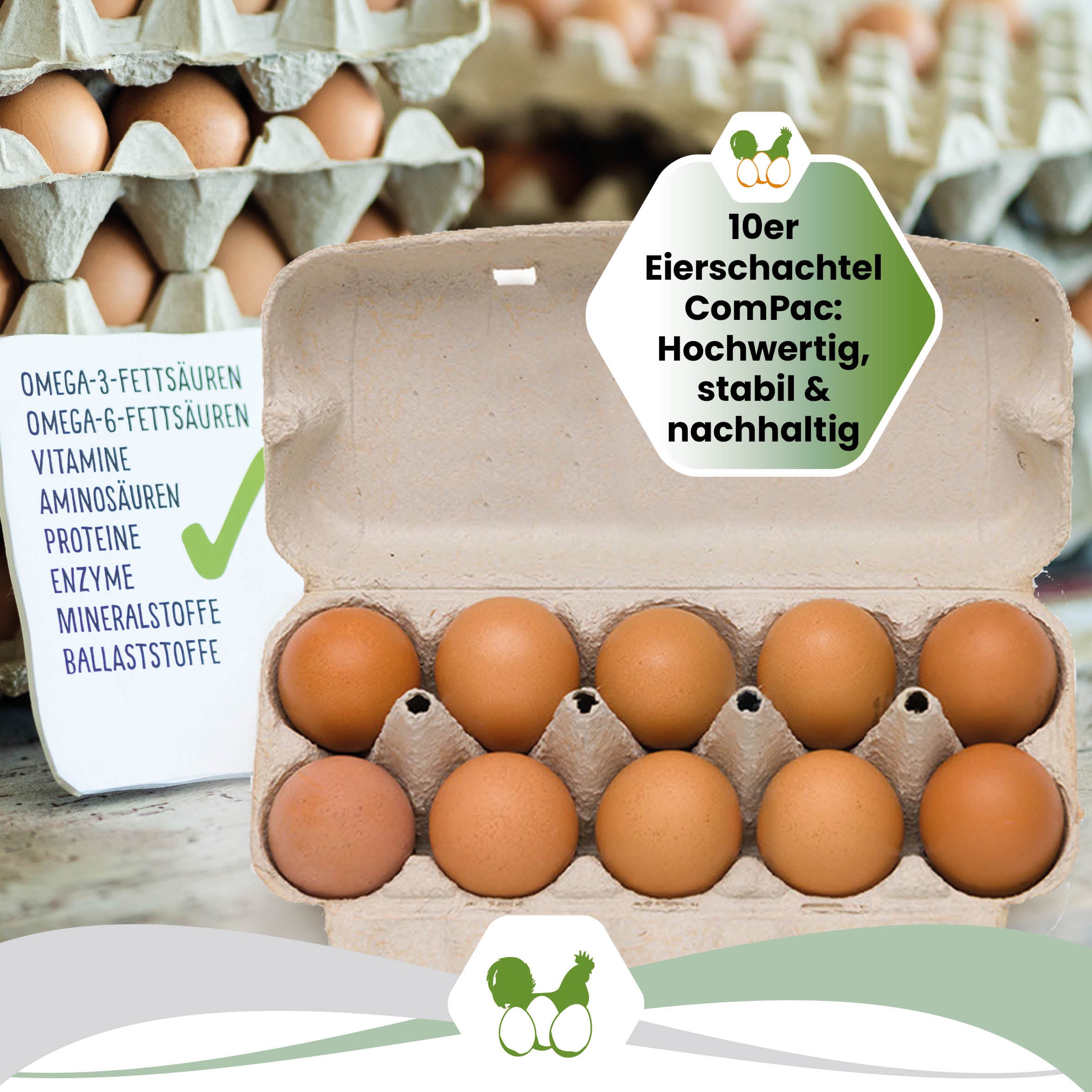 3640 Stück (Palette) 10er ComPac Eierschachteln ohne Etikett in zwei Farben – günstige Palettenware