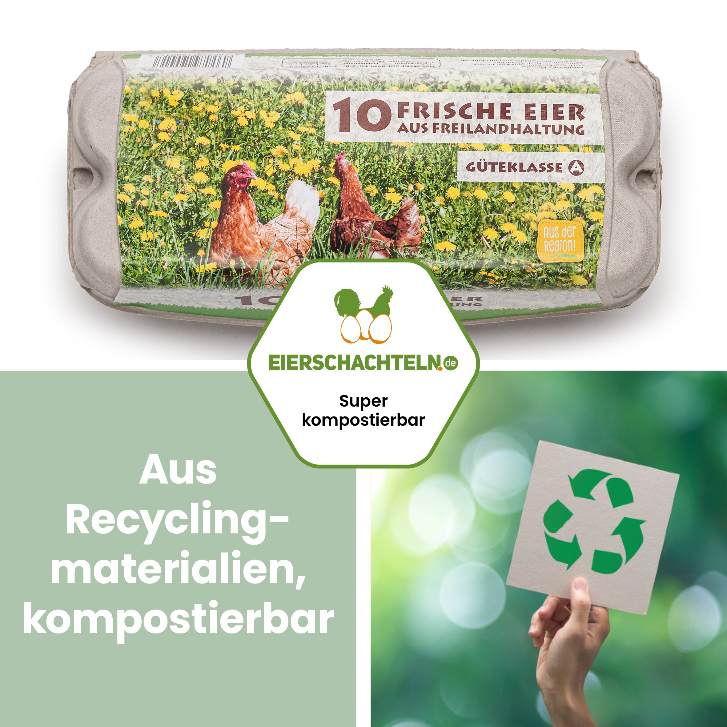 3640 Stück (Palette) 10er ComPac Eierschachteln mit Freiland-Etikett – verkaufsfertig &amp; stabil