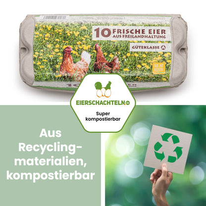 3640 Stück (Palette) 10er ComPac Eierschachteln mit Freiland-Etikett – verkaufsfertig &amp; stabil