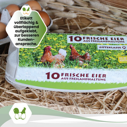 3640 Stück (Palette) 10er ComPac Eierschachteln mit Freiland-Etikett – verkaufsfertig &amp; stabil