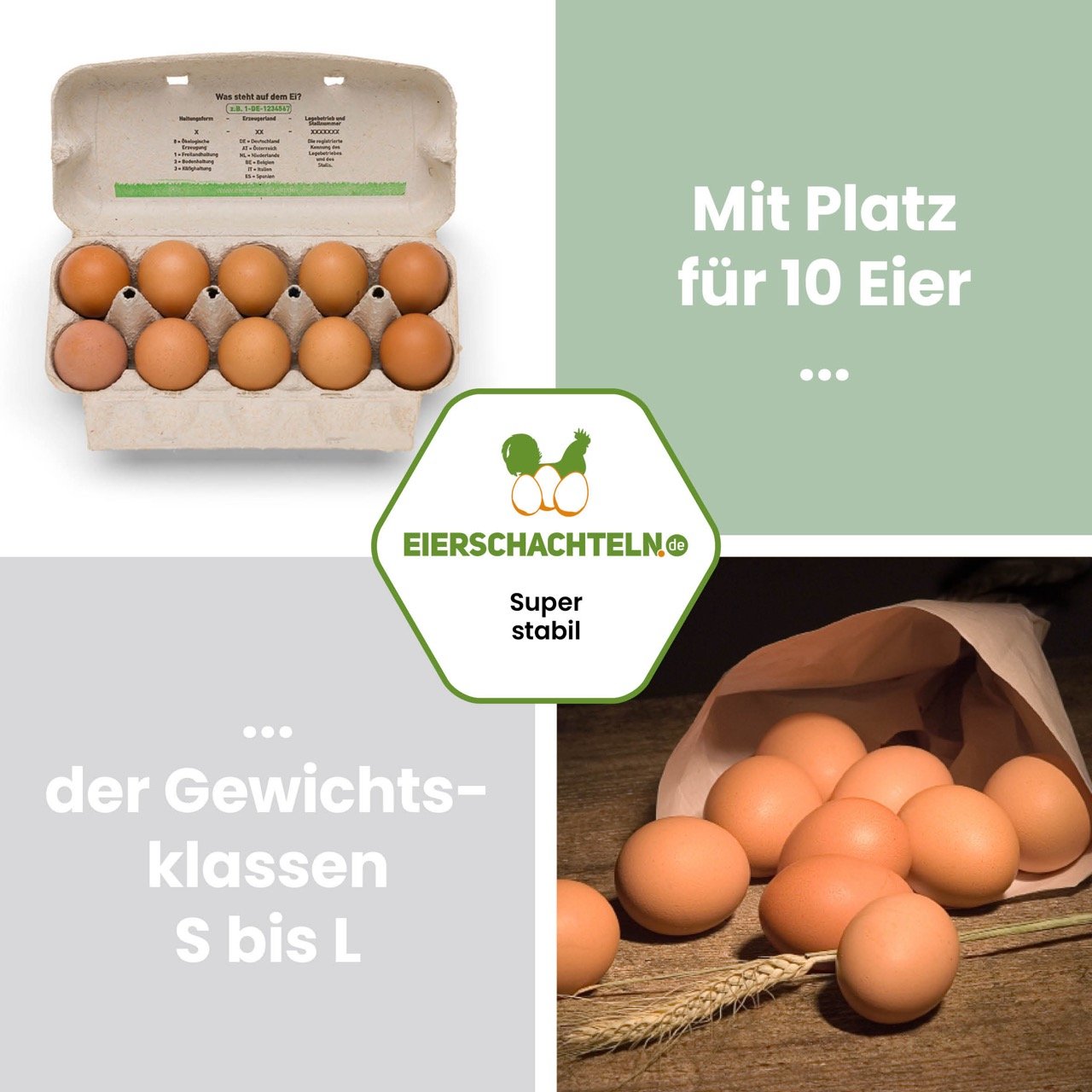10er ComPac mit Innendruck "Mit Platz für 10 Eier der Gewichtsklassen S bis L" 