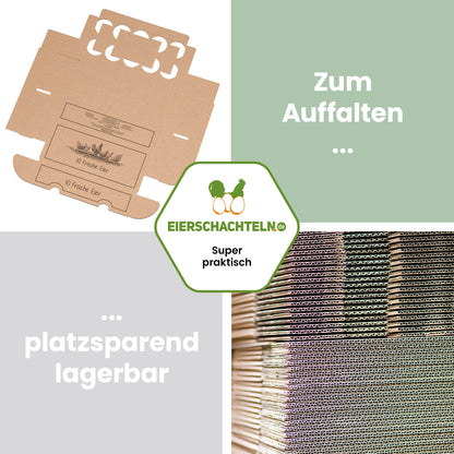EckPack 10er Eierschachtel, mit Direktdruck "Zum Auffalten platzsparend lagerbar"