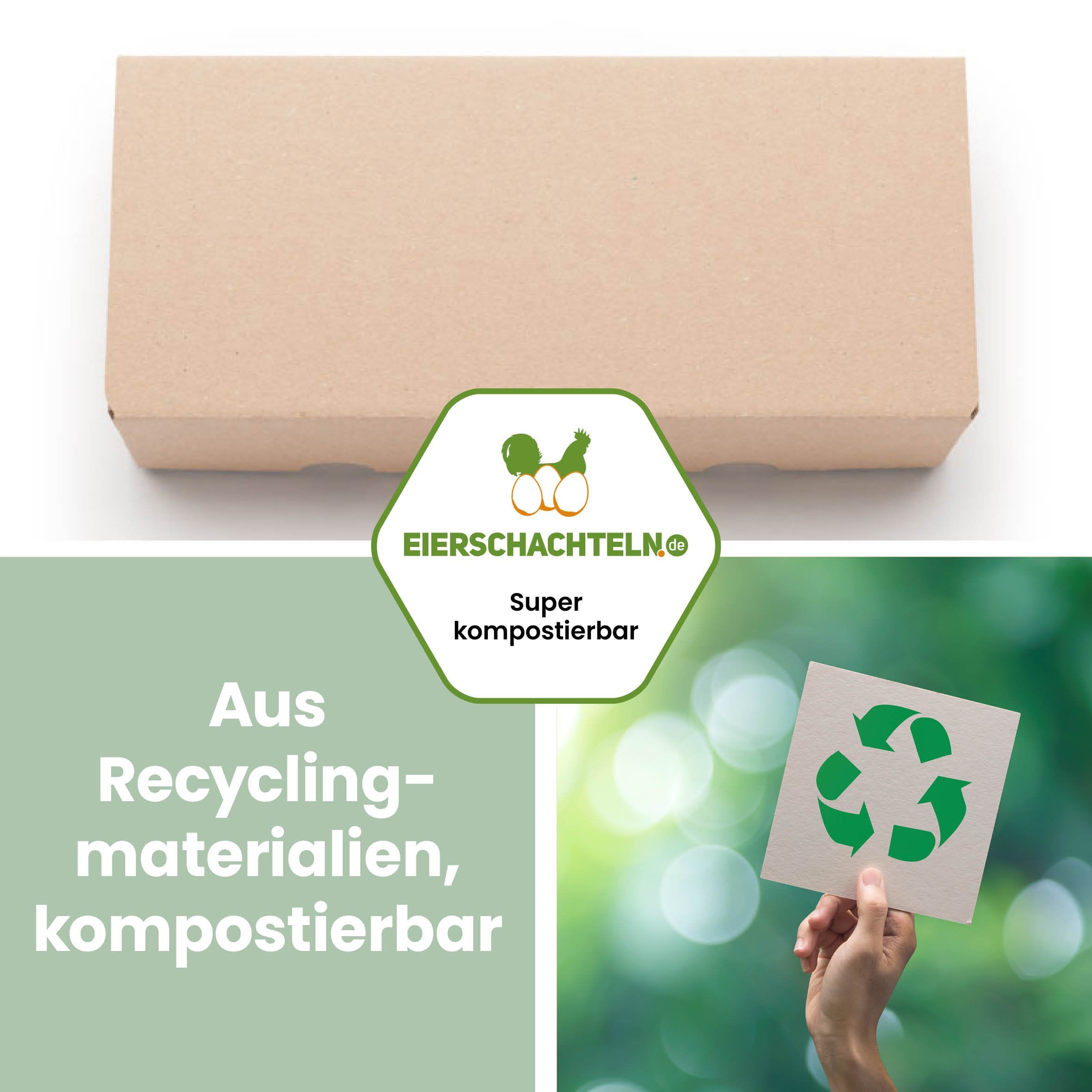 EckPack 10er Eierschachtel "Aus Recyclingmaterialien, kompostierbar"