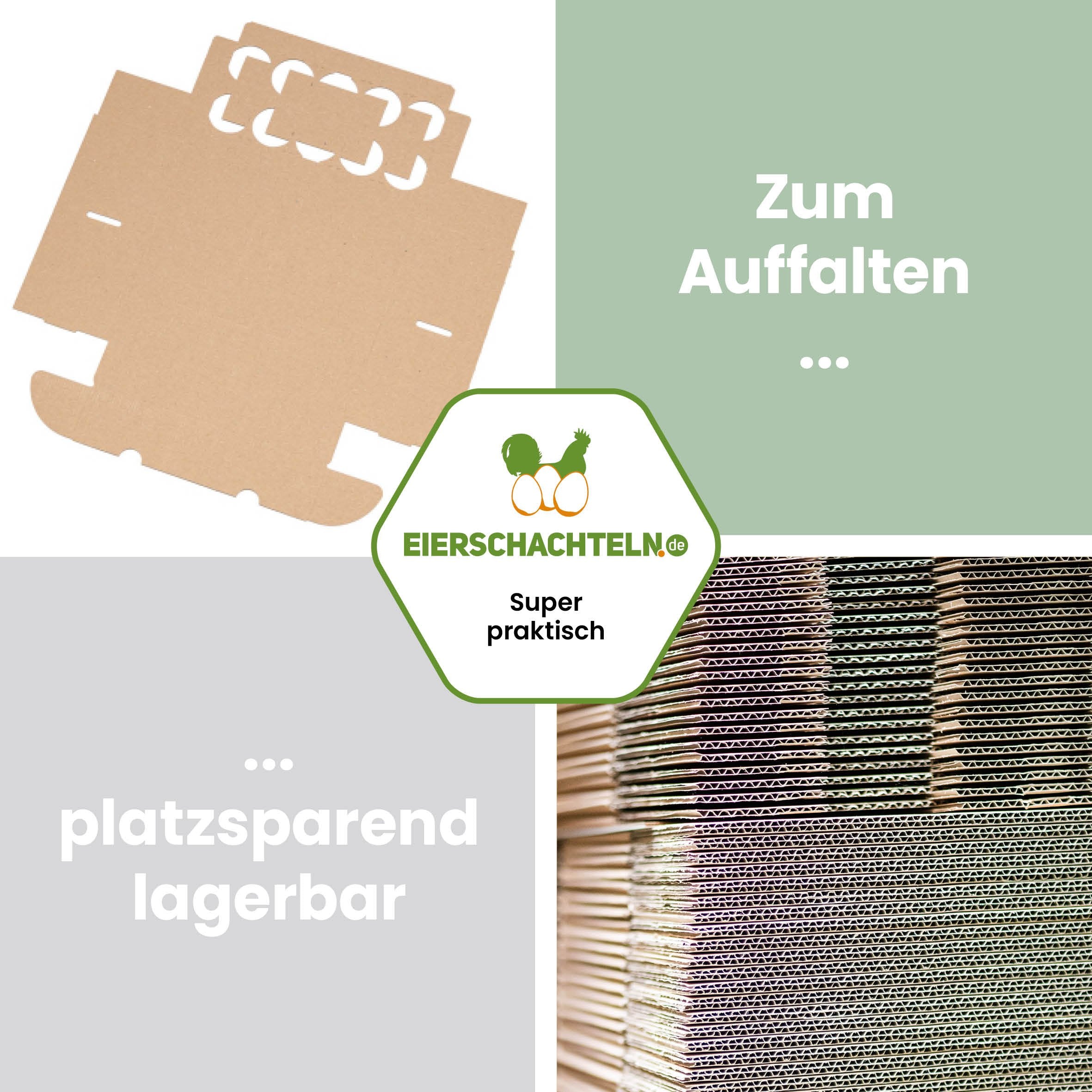 EckPack 10er Eierschachtel "Zum Auffalten platzsparend lagerbar" 