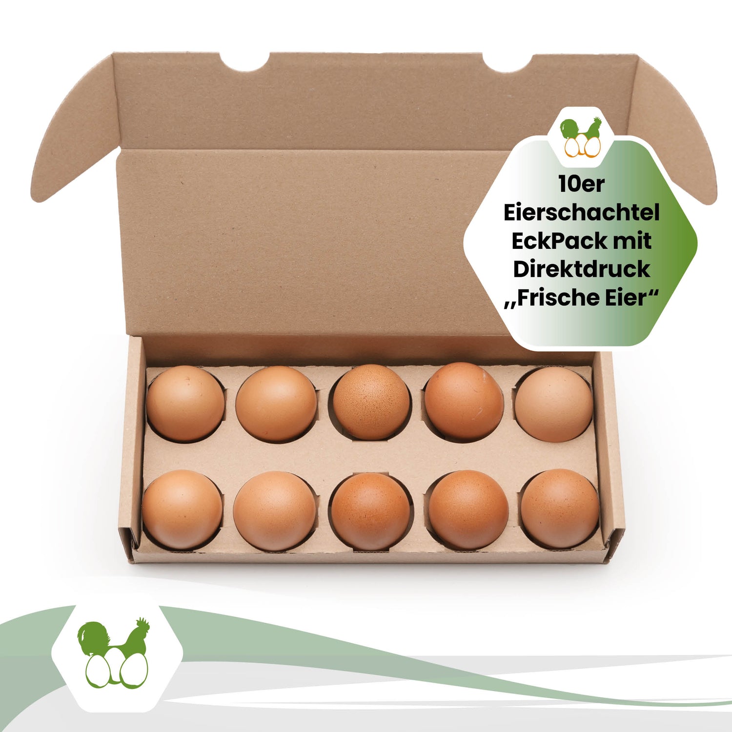EckPack 10er Eierschachtel, mit Direktdruck "10er Eierschachtel EckPack mit Direktdruck, Frische Eier"