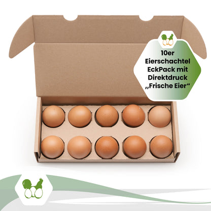 EckPack 10er Eierschachtel, mit Direktdruck "10er Eierschachtel EckPack mit Direktdruck, Frische Eier"