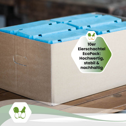 EcoPack 10er ohne Etikett in fünf Farben, blau "10er Eierschachtel EcoPack: Hochwertig, stabil &amp; nachhaltig"