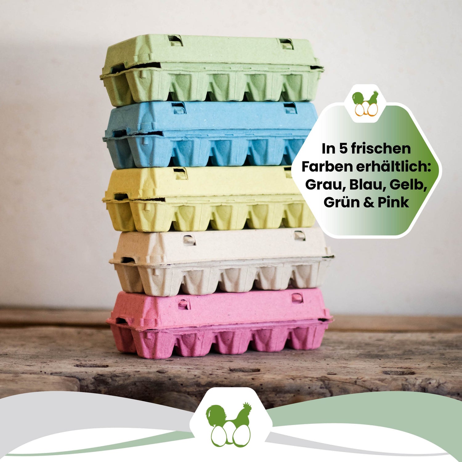 EcoPack 10er ohne Etikett in fünf Farben "In 5 frischen Farben erhältlich: Grau, Blau, Gelb, Grün &amp; Pink"