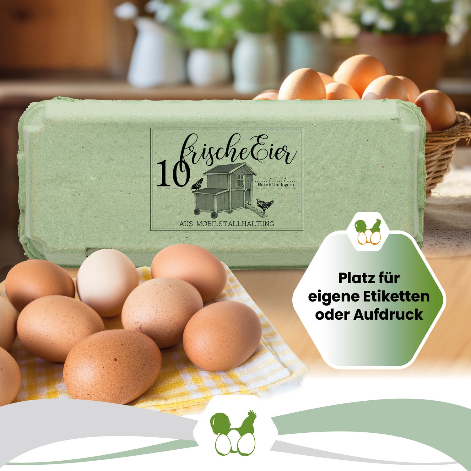EcoPack 10er ohne Etikett in fünf Farben, grün "Platz für eigene Etiketten oder Aufdruck"