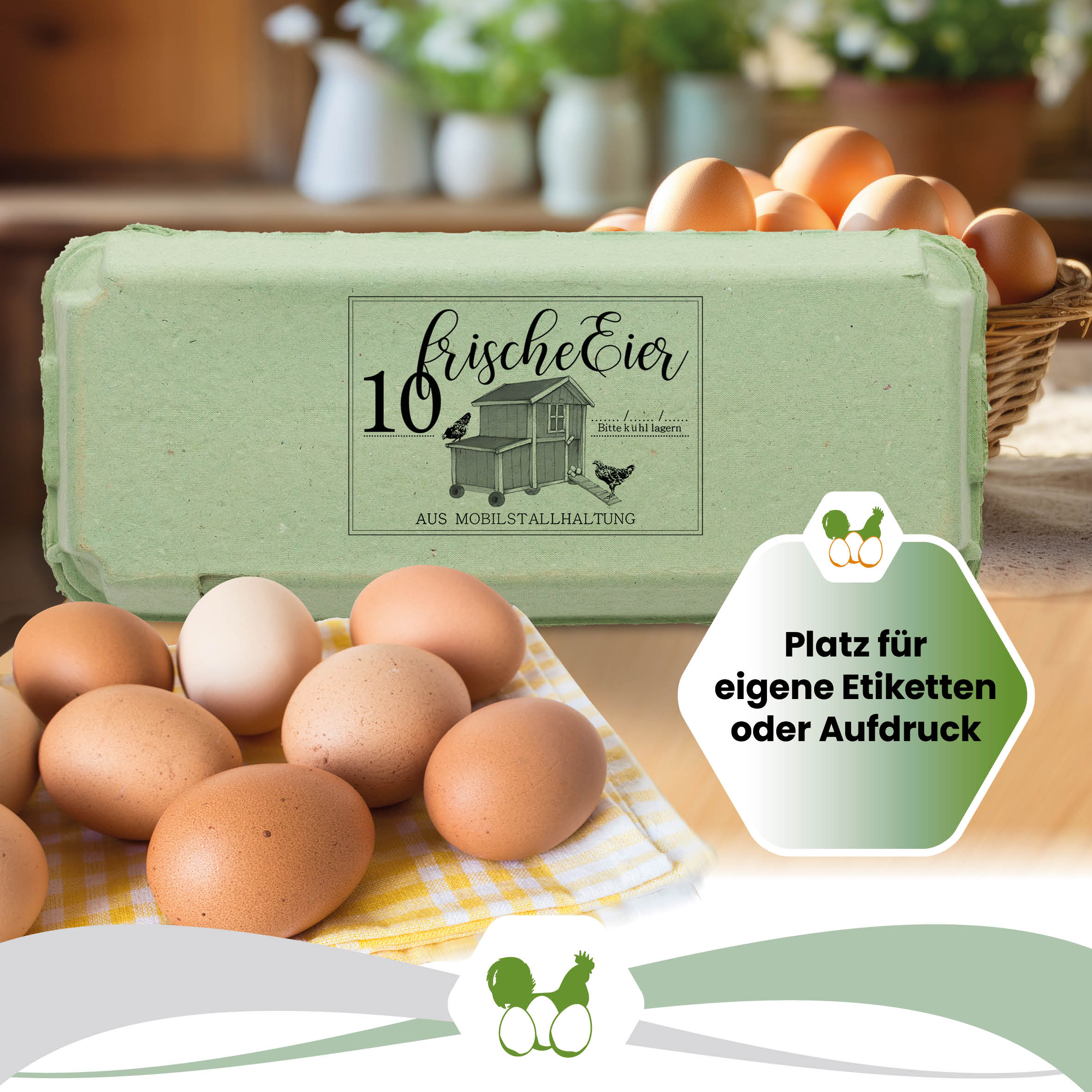 EcoPack 10er ohne Etikett in fünf Farben, grün "Platz für eigene Etiketten oder Aufdruck"