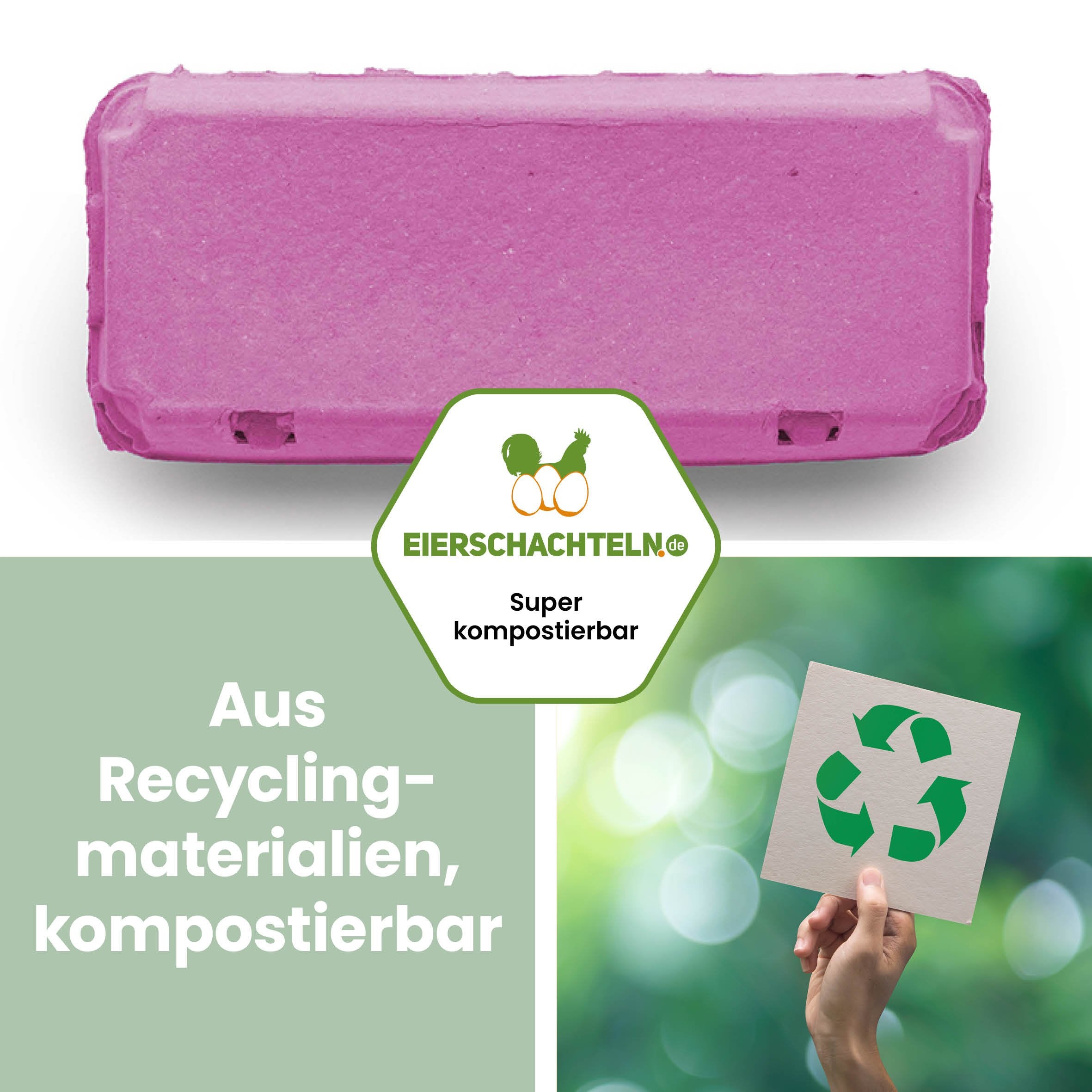 EcoPack 10er ohne Etikett in fünf Farben, pink "Aus Recyclingmaterialien, kompostierbar"