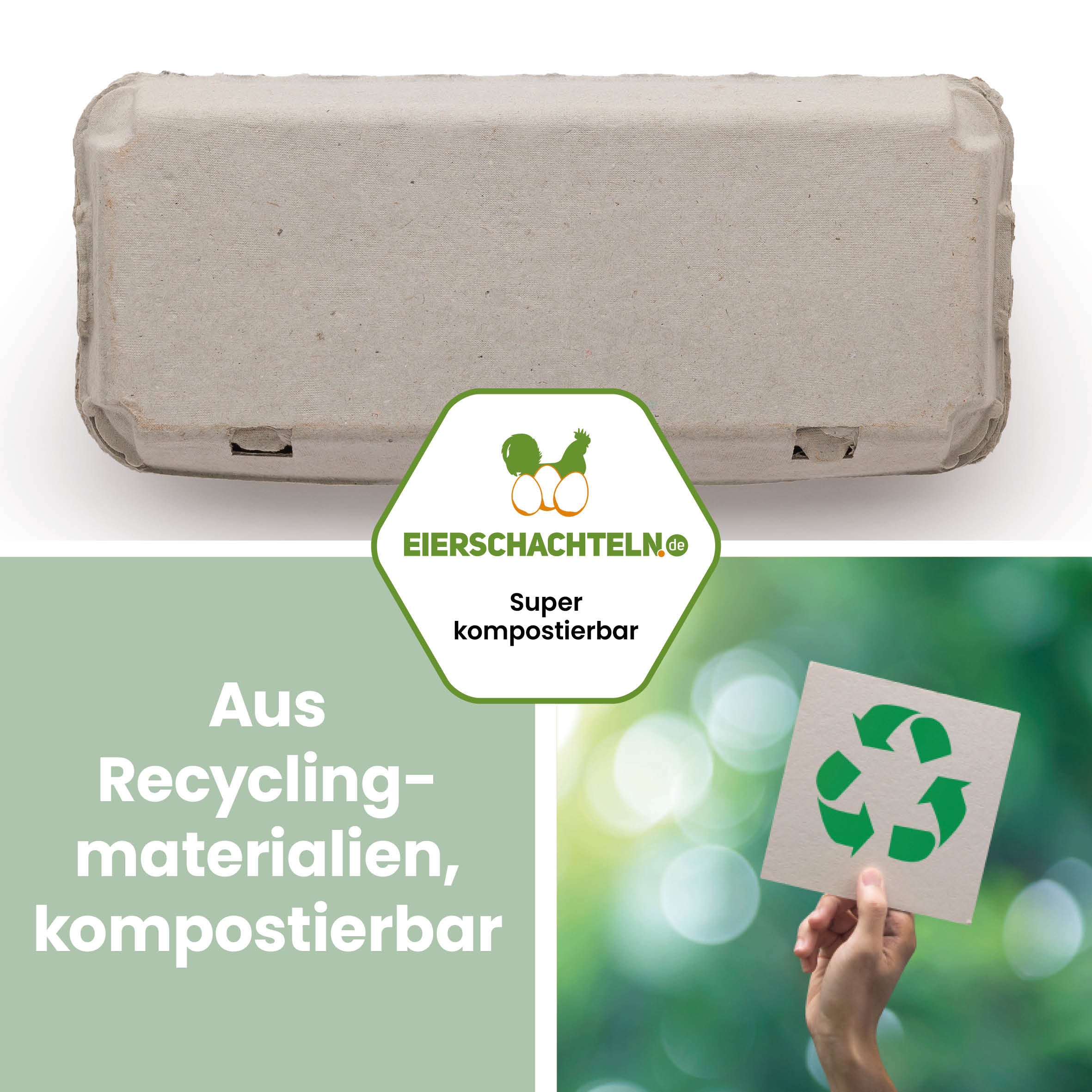 10er EcoPack Grau kompostierbar und nachhaltig von eierschachteln.de