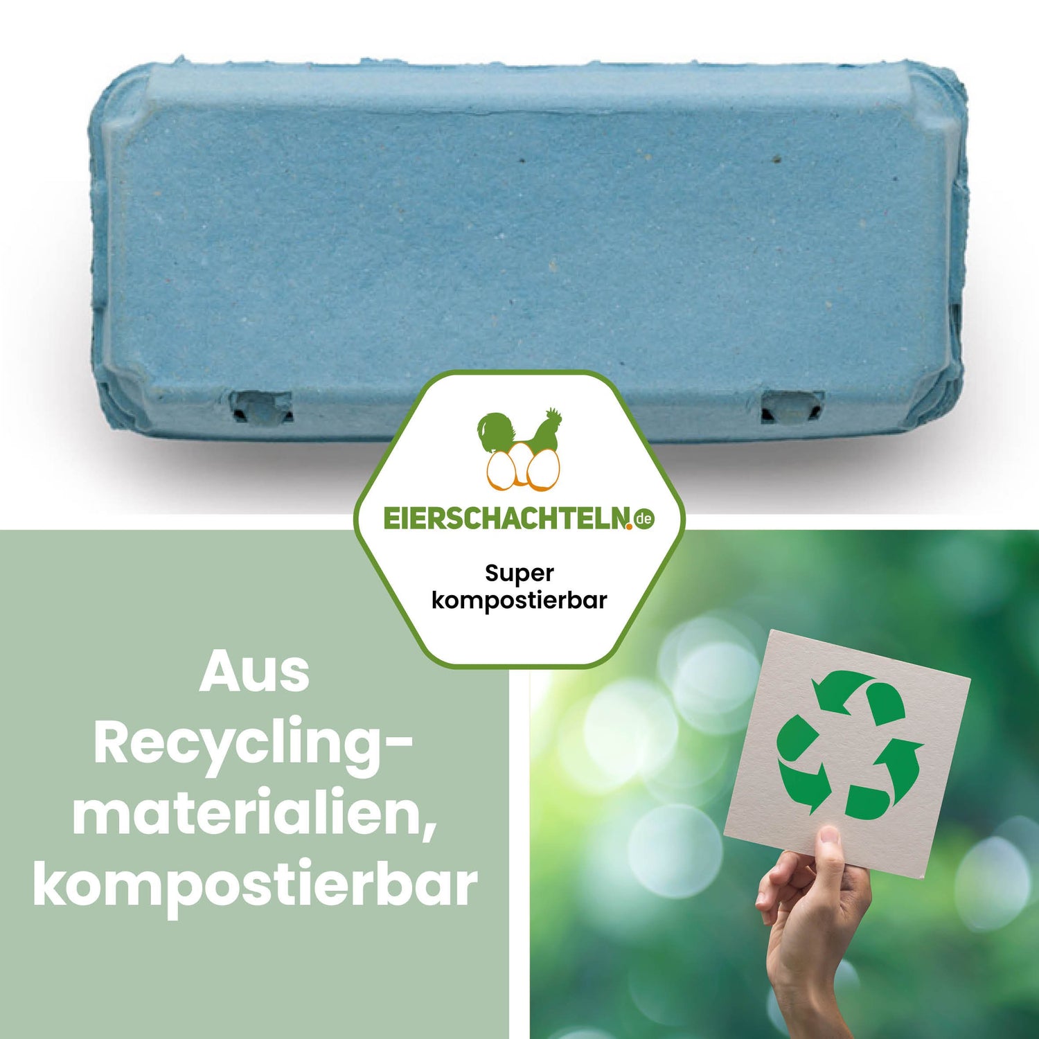 EcoPack 10er ohne Etikett in fünf Farben, blau "Aus Recyclingmaterialien, kompostierbar"