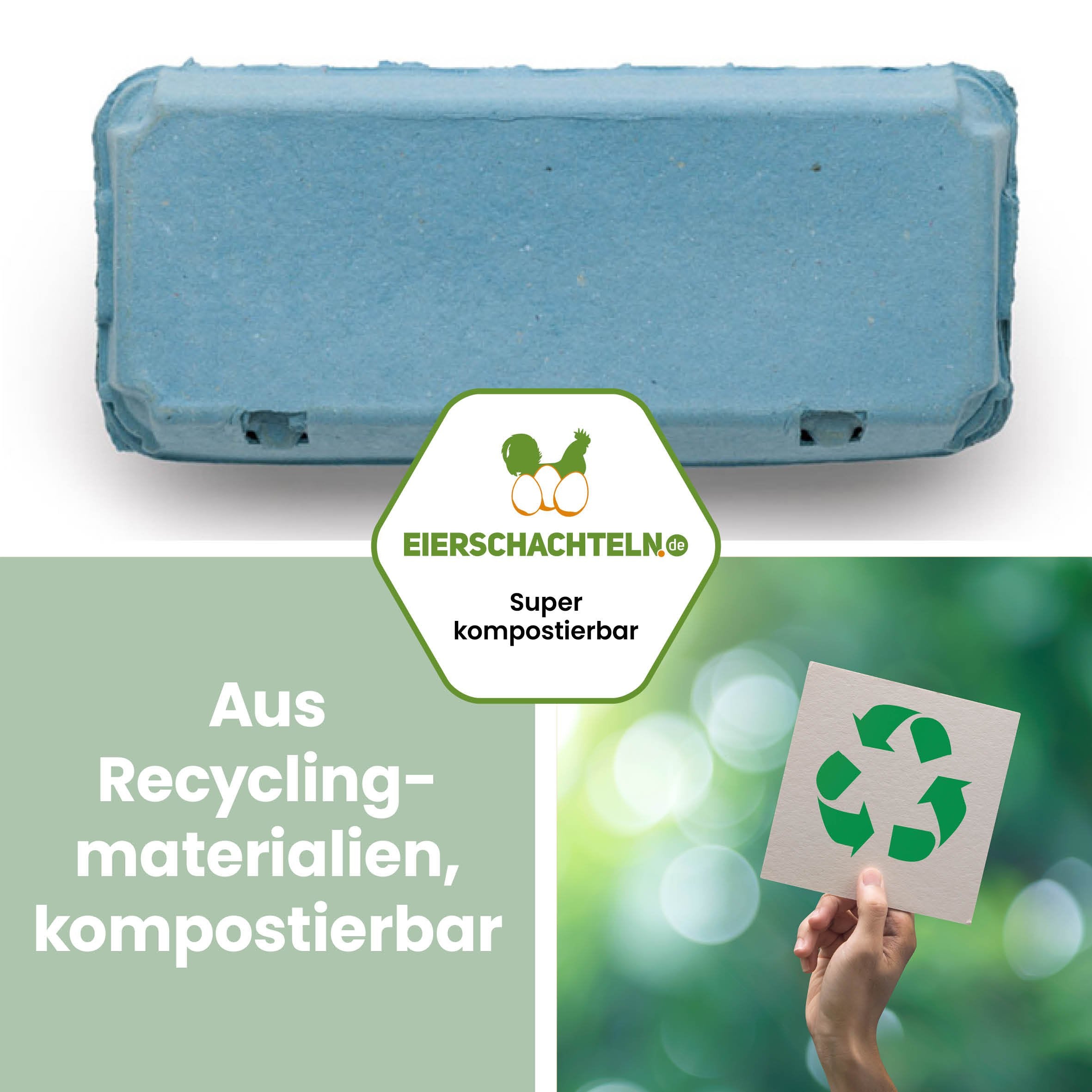 EcoPack 10er ohne Etikett in fünf Farben, blau "Aus Recyclingmaterialien, kompostierbar"