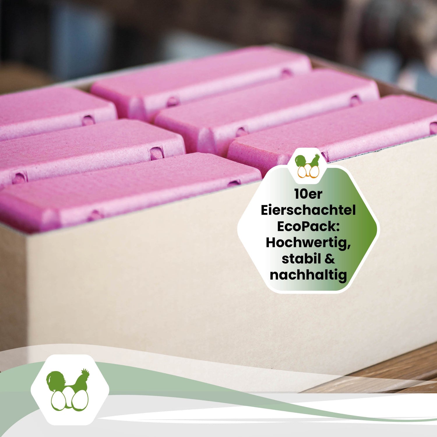 EcoPack 10er ohne Etikett in fünf Farben, pink "10er Eierschachtel EcoPack: Hochwertig, stabil &amp; nachhaltig"