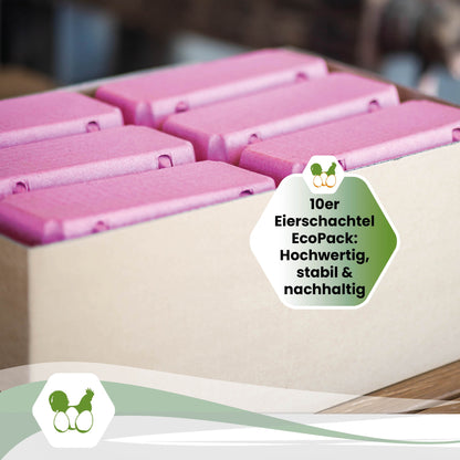 EcoPack 10er ohne Etikett in fünf Farben, pink "10er Eierschachtel EcoPack: Hochwertig, stabil &amp; nachhaltig"
