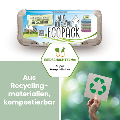 EcoPack 10er mit eigenem Etikett, grau "Aus Recyclingmaterialien, kompostierbar" 