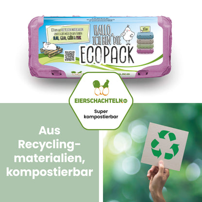 EcoPack 10er mit eigenem Etikett, pink "Aus Recyclingmaterialien, kompostierbar"