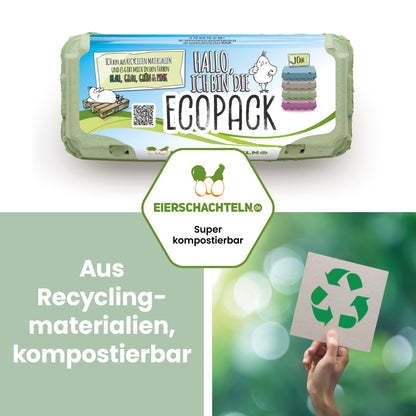 EcoPack 10er mit eigenem Etikett, grün "Aus Recyclingmaterialien, kompostierbar"