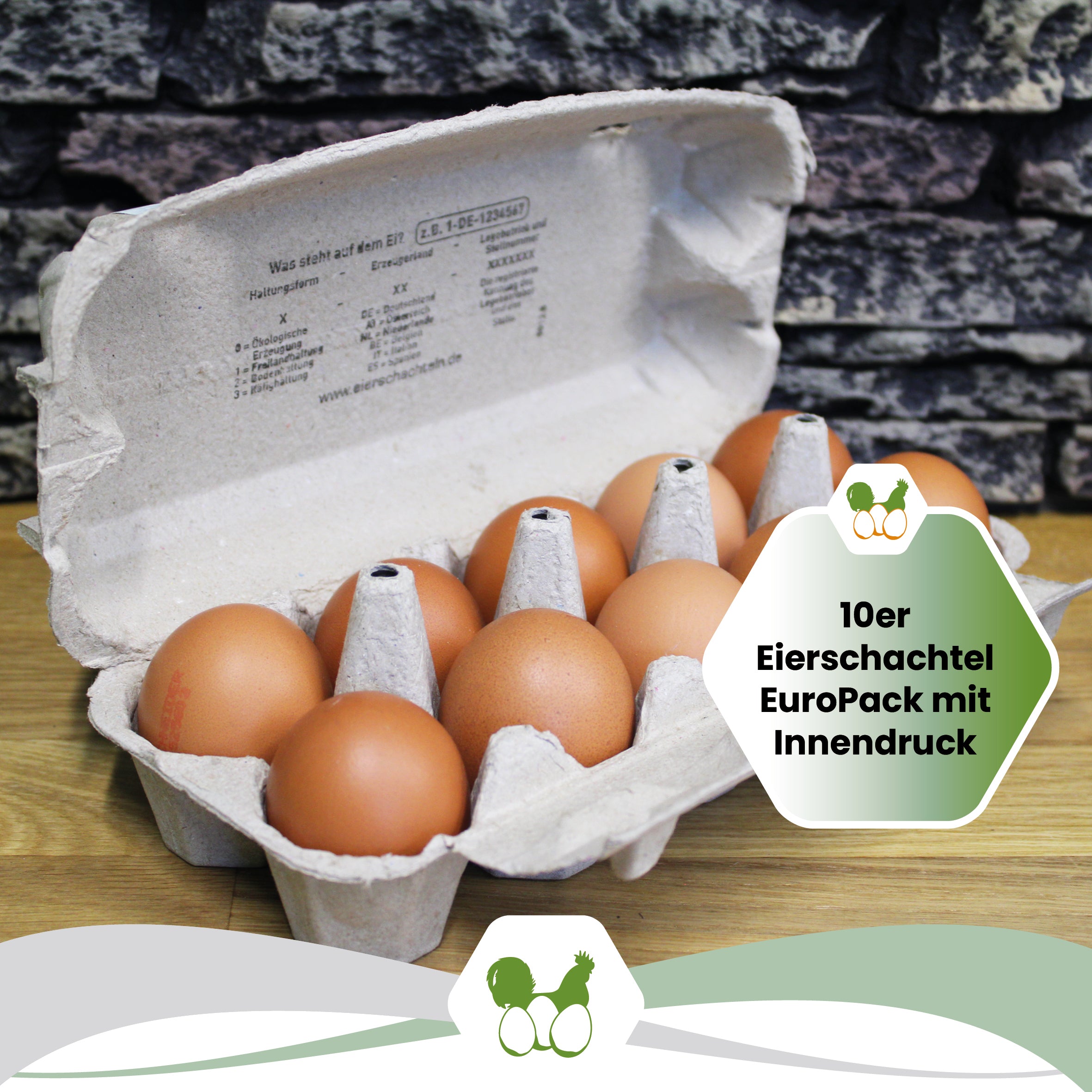 10er EuroPack mit Innendruck "10er Eierschachtel EuroPack mit Innendruck"