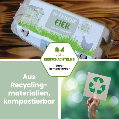 10er EuroPack mit Etikett "Aus Recyclingmaterialien, kompostierbar"