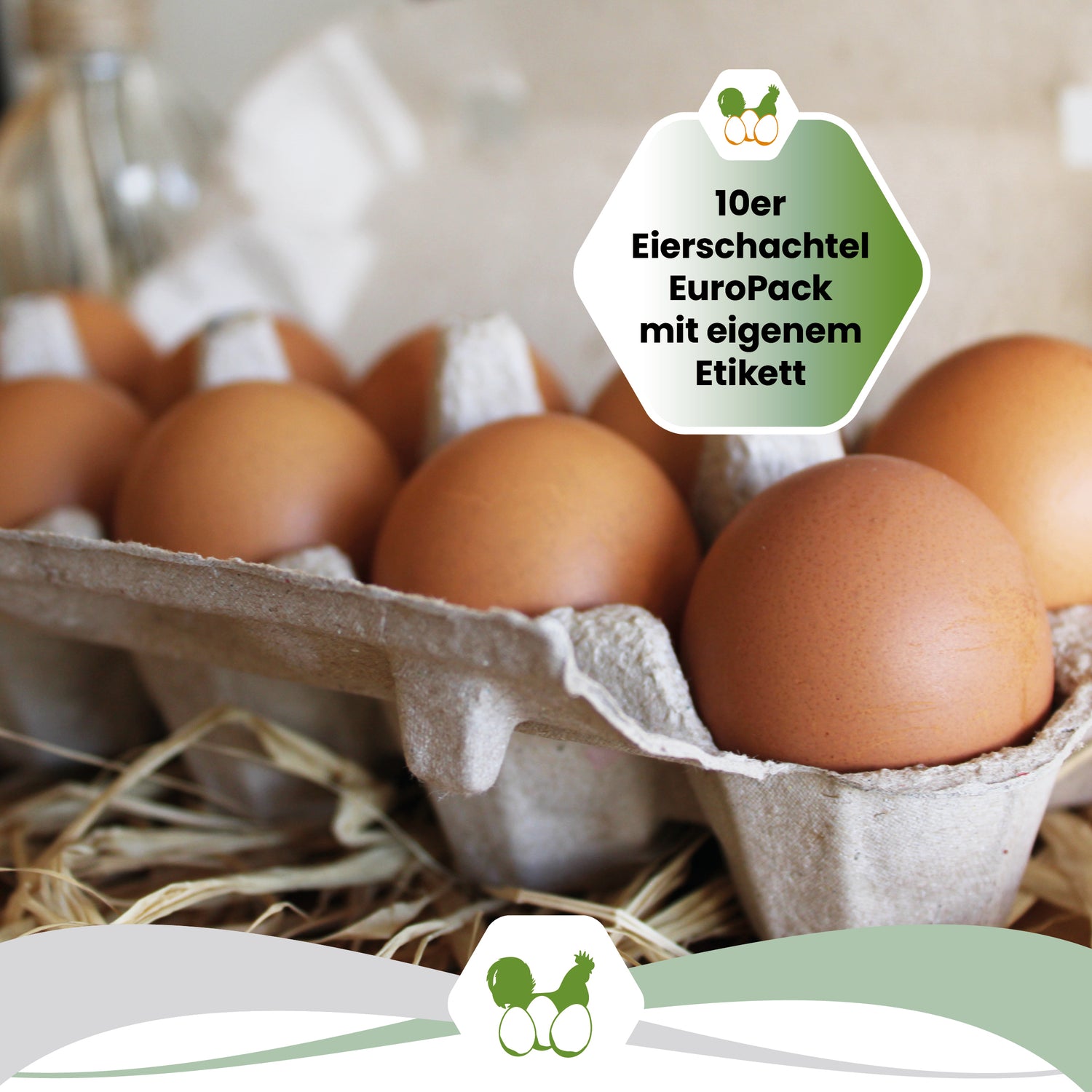10er EuroPack mit eigenem Etikett "10er Eierschachtel EuroPack mit eigenem Etikett"