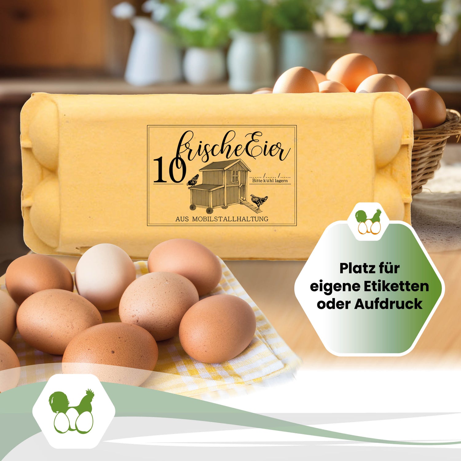 imagic 10er Eierschachteln, gelb "Platz für eigene Etiketten oder Aufdruck" 
