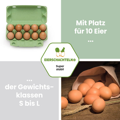 imagic 10er Eierschachteln, grün "Mit Platz für 10 Eier der Gewichtsklassen S bis L"