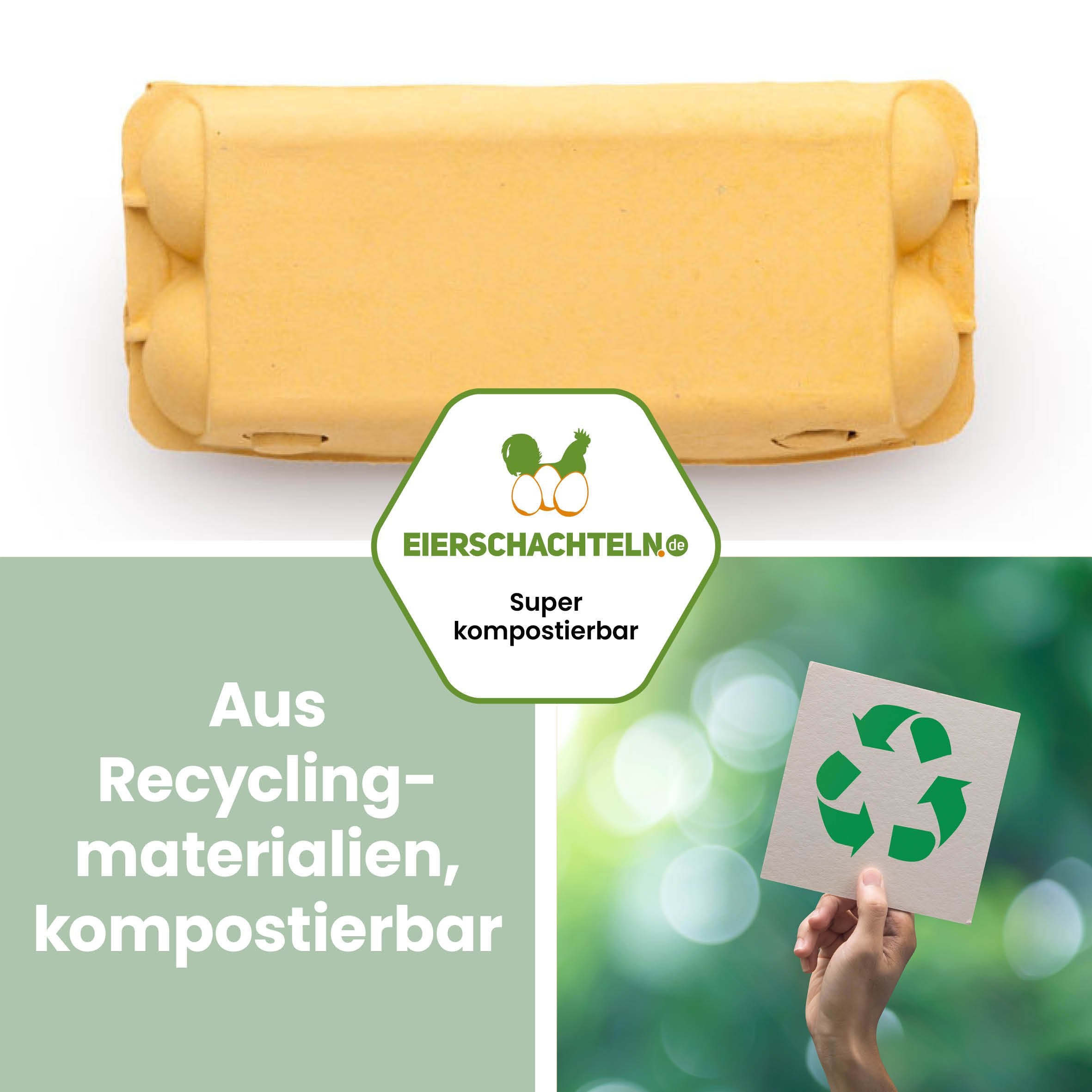 imagic 10er Eierschachtel, gelb "Aus Recyclingmaterialien, kompostierbar"