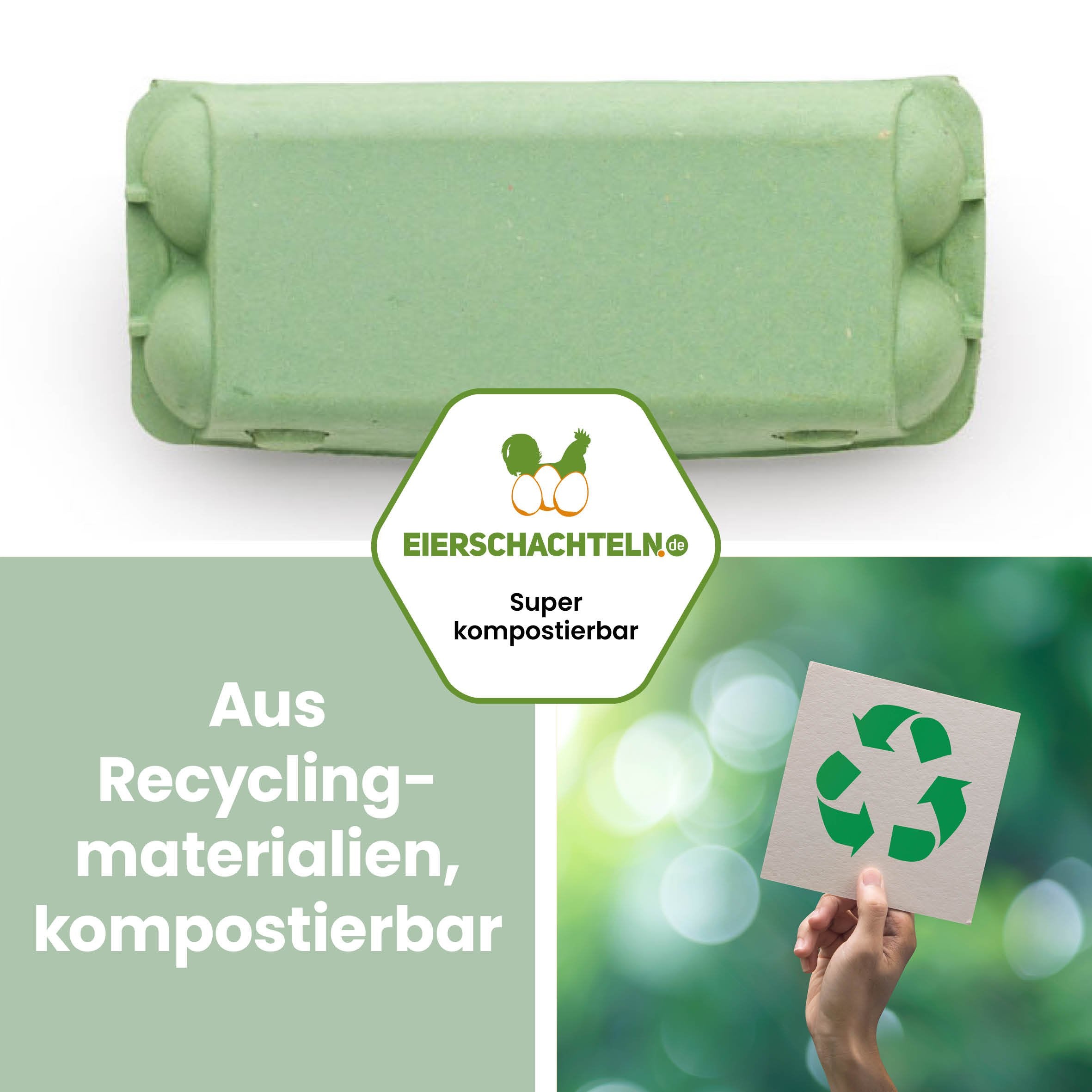imagic 10er Eierschachtel, grün "Aus Recyclingmaterialen, kompostierbar" 
