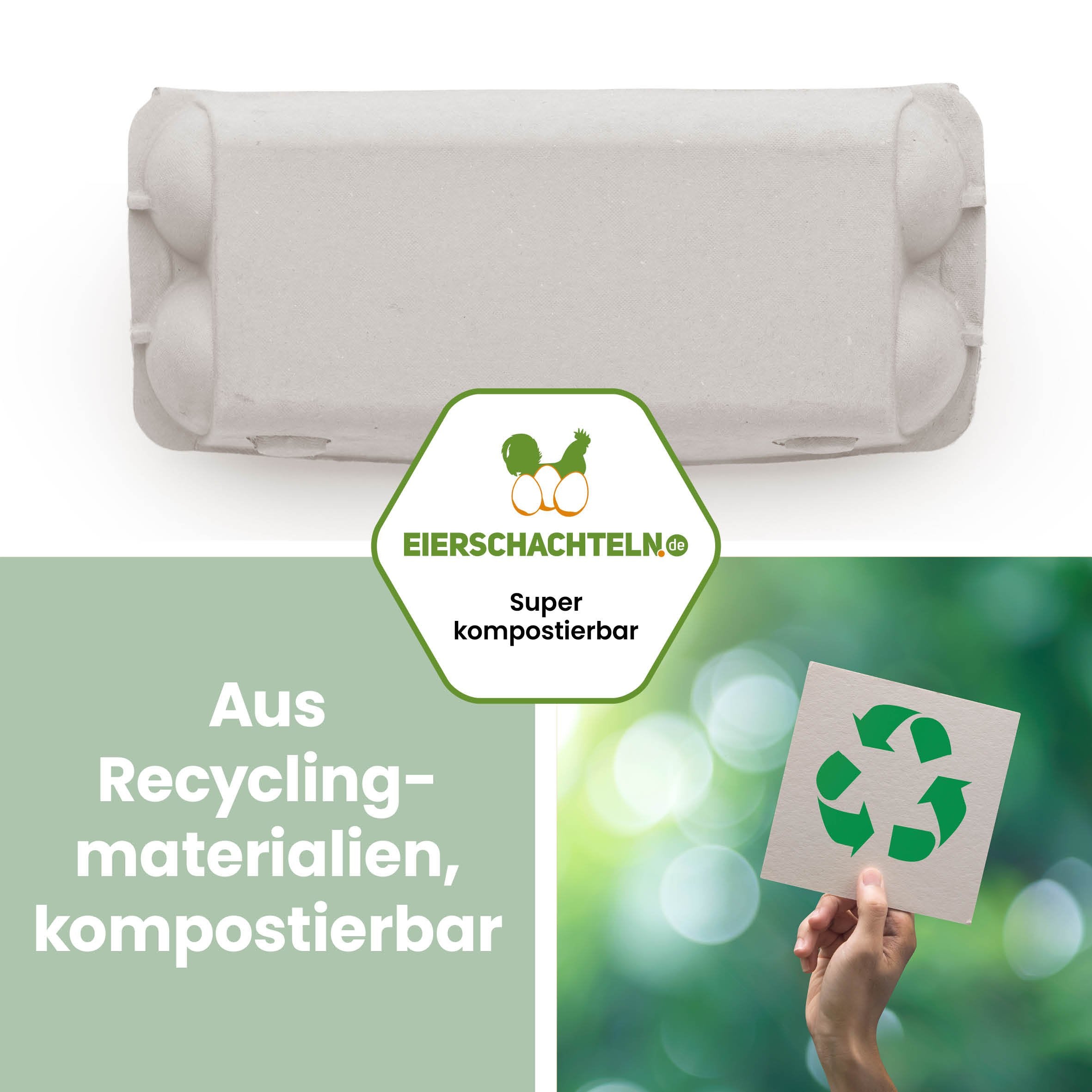 imagic 10er Eierschachtel, grau "Aus Recyclingmaterialien, kompostierbar" 