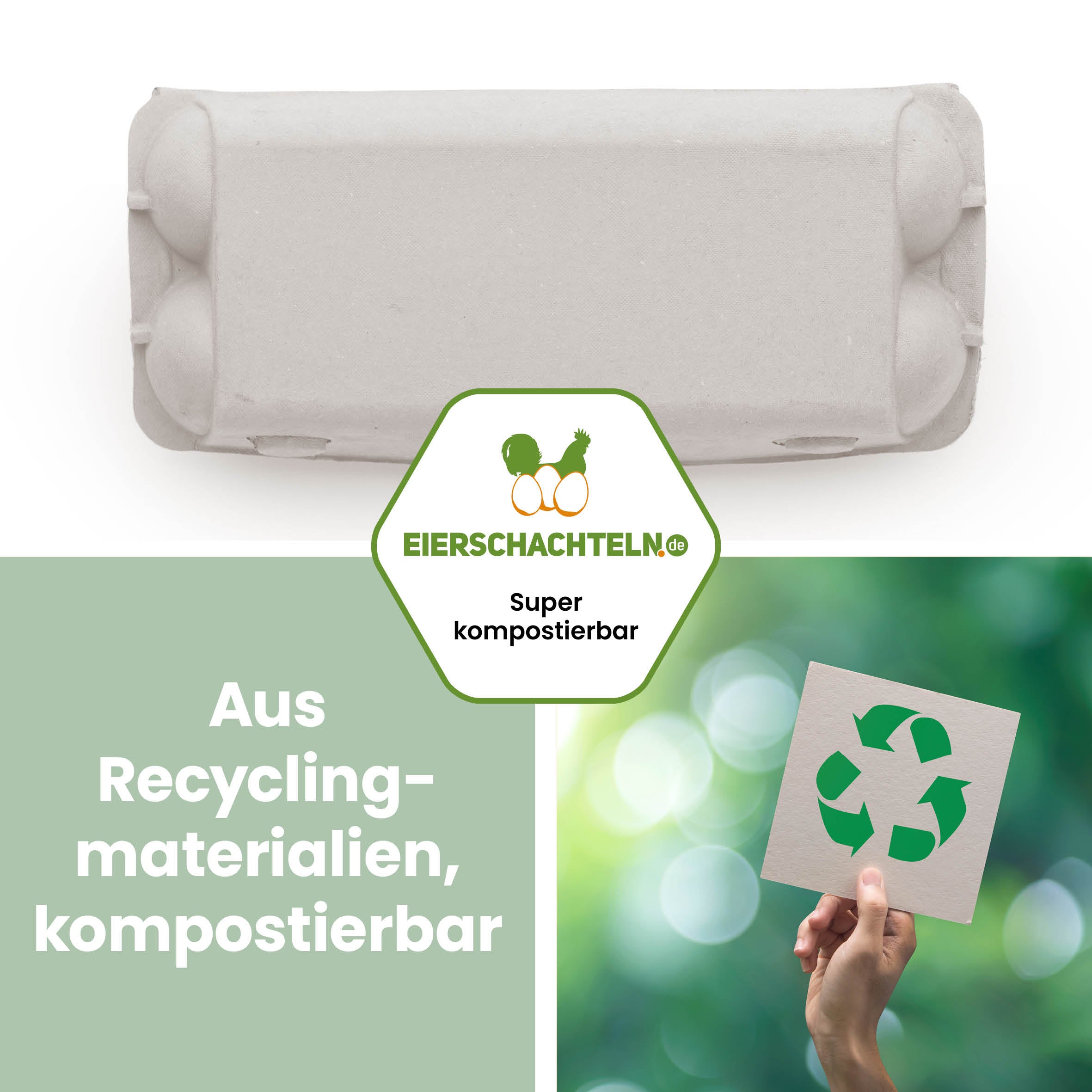 imagic 10er Eierschachteln, grau "Aus Recyclingmaterialien, kompostierbar"