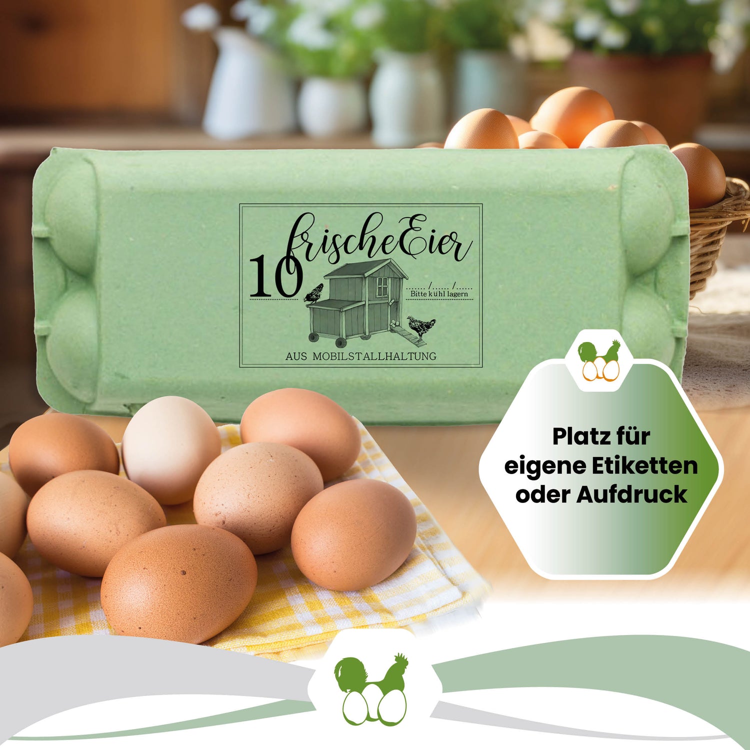 imagic 10er Eierschachteln, grün "Platz für eigene Etiketten oder Aufdruck" 