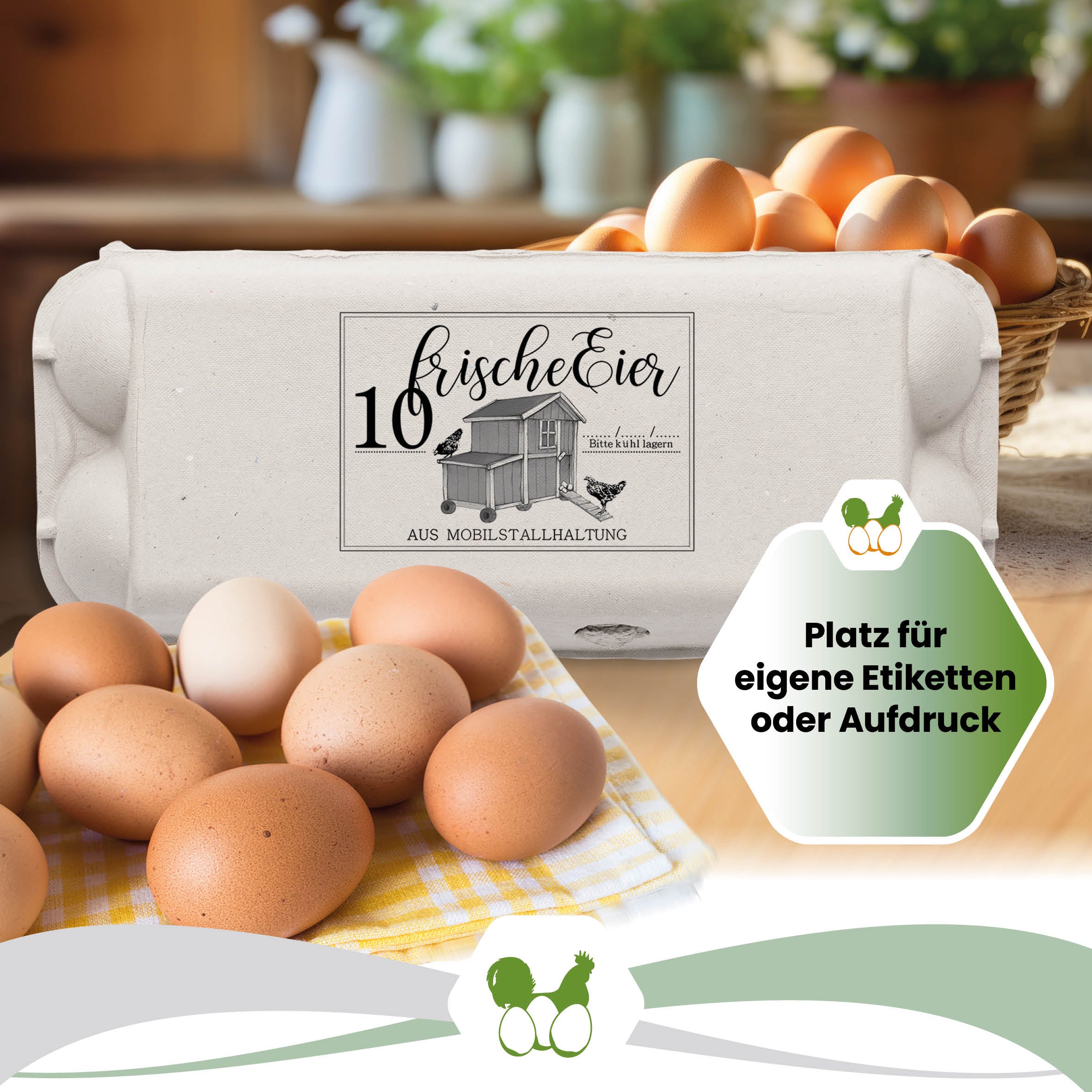 imagic Jumbo 10er Eierschachteln für XL Eier auf der Palette "Platz für eigene Etiketten oder Aufdruck"
