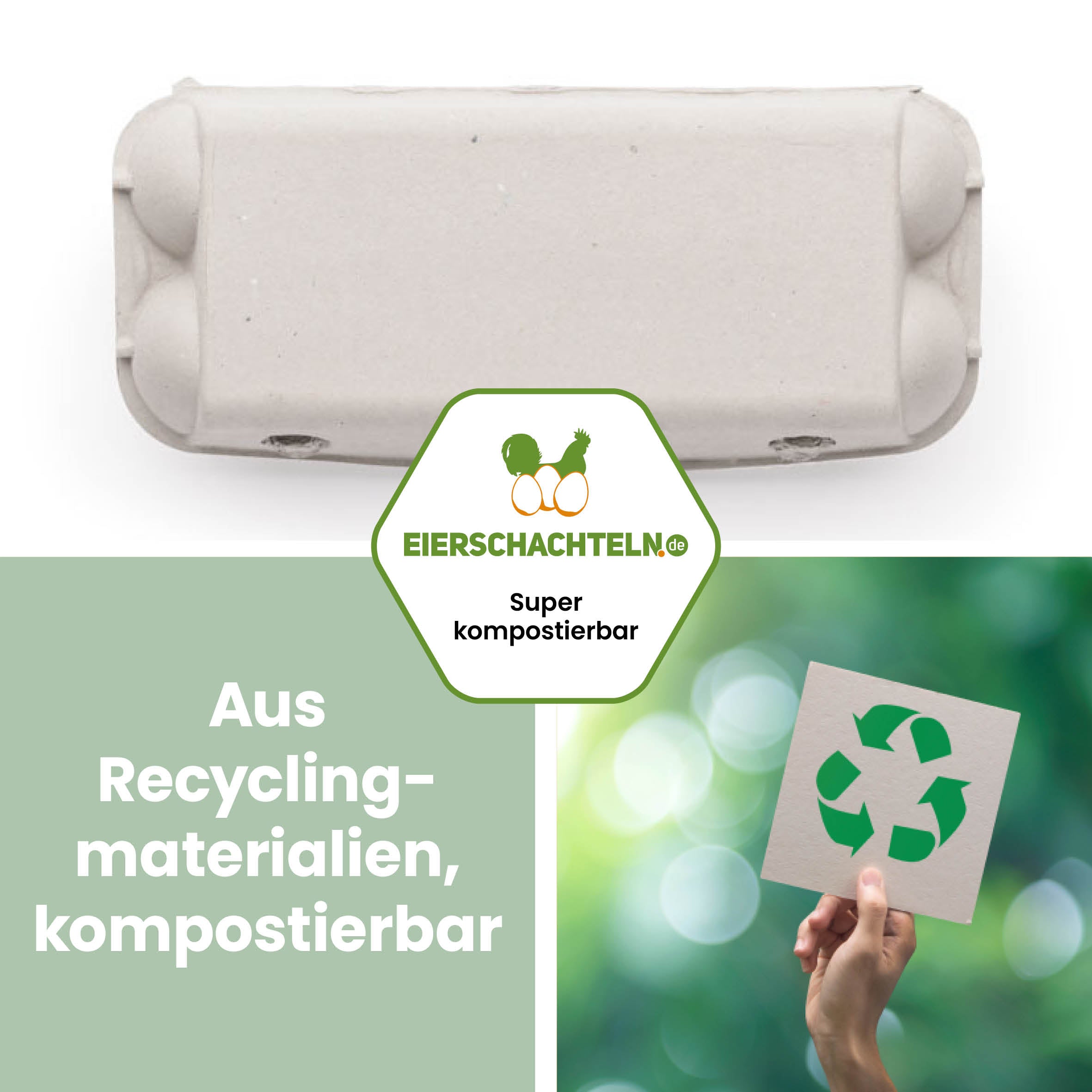 imagic Jumbo 10er Eierschachteln für XL Eier auf der Palette "Aus Recyclingmaterialien, kompostierbar"