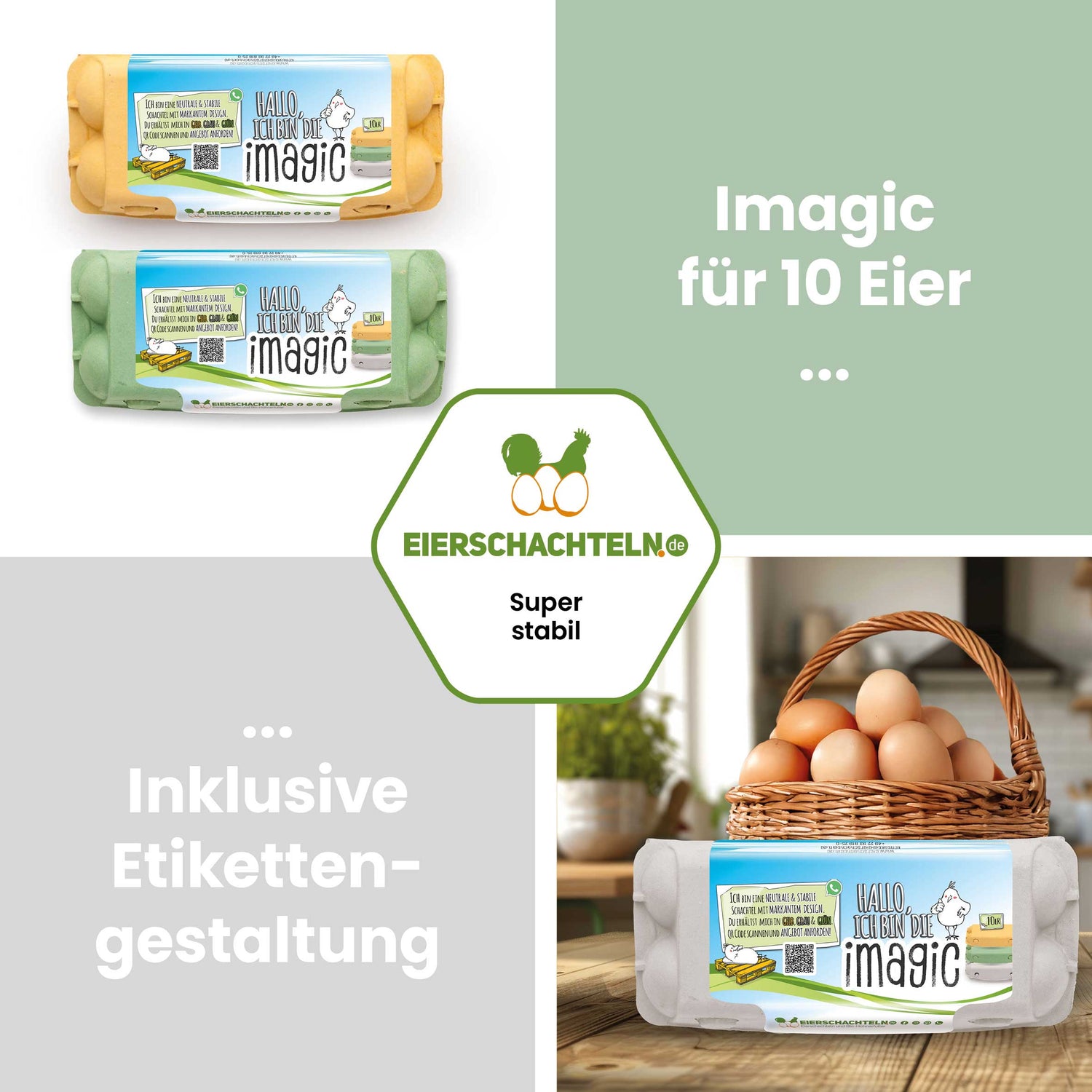 10er imagic Eierschachteln "Imagic für 10 Eier Inklusive Etiketten-gestaltung"