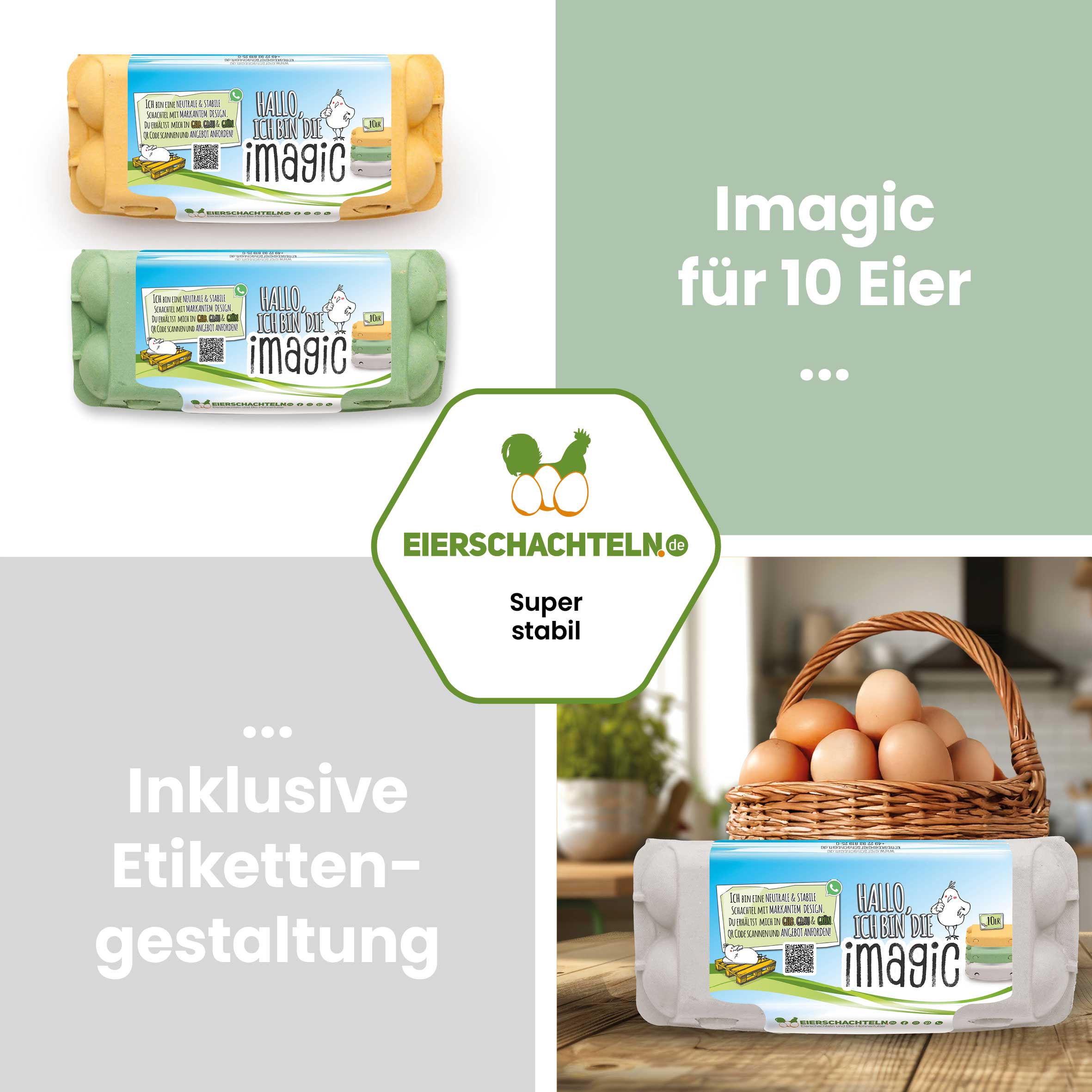 10er imagic Eierschachteln "Imagic für 10 Eier Inklusive Etiketten-gestaltung"