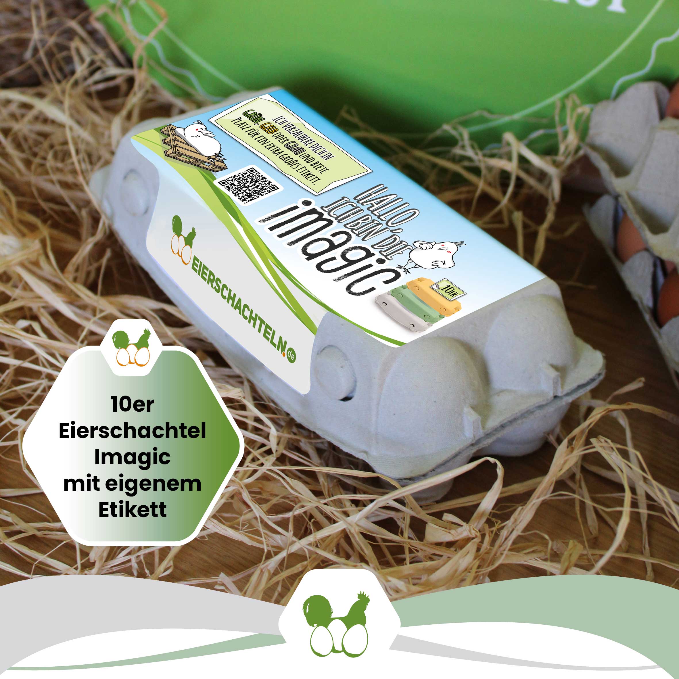 10er imagic Eierschachteln, naturweiß "10er Eierschachtel Imagic mit eigenem Etikett" 