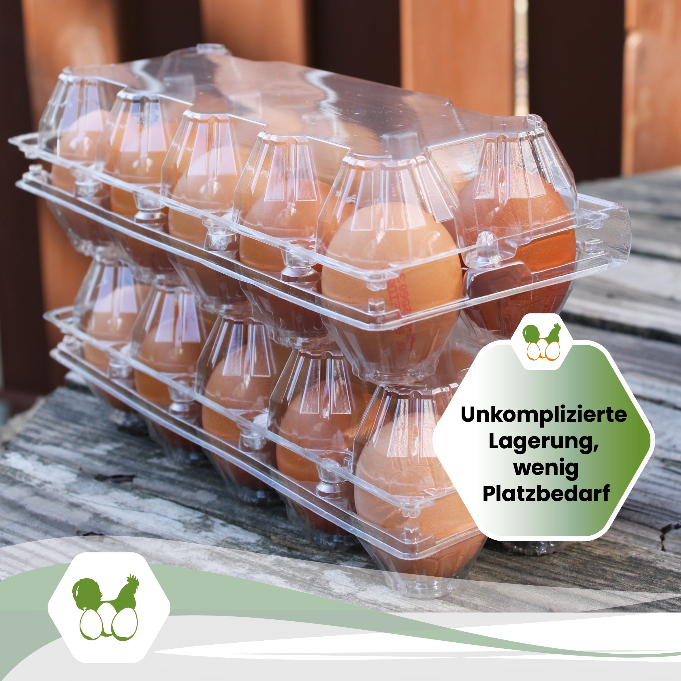 10er PET Eierverpackungen, transparent "Unkomplizierte Lagerung, wenig Platzbedarf" 