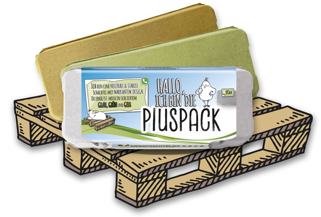 Plus Pack 10er Eierschachteln Palette - mit deinem Etikett gratis Etikettengestaltung