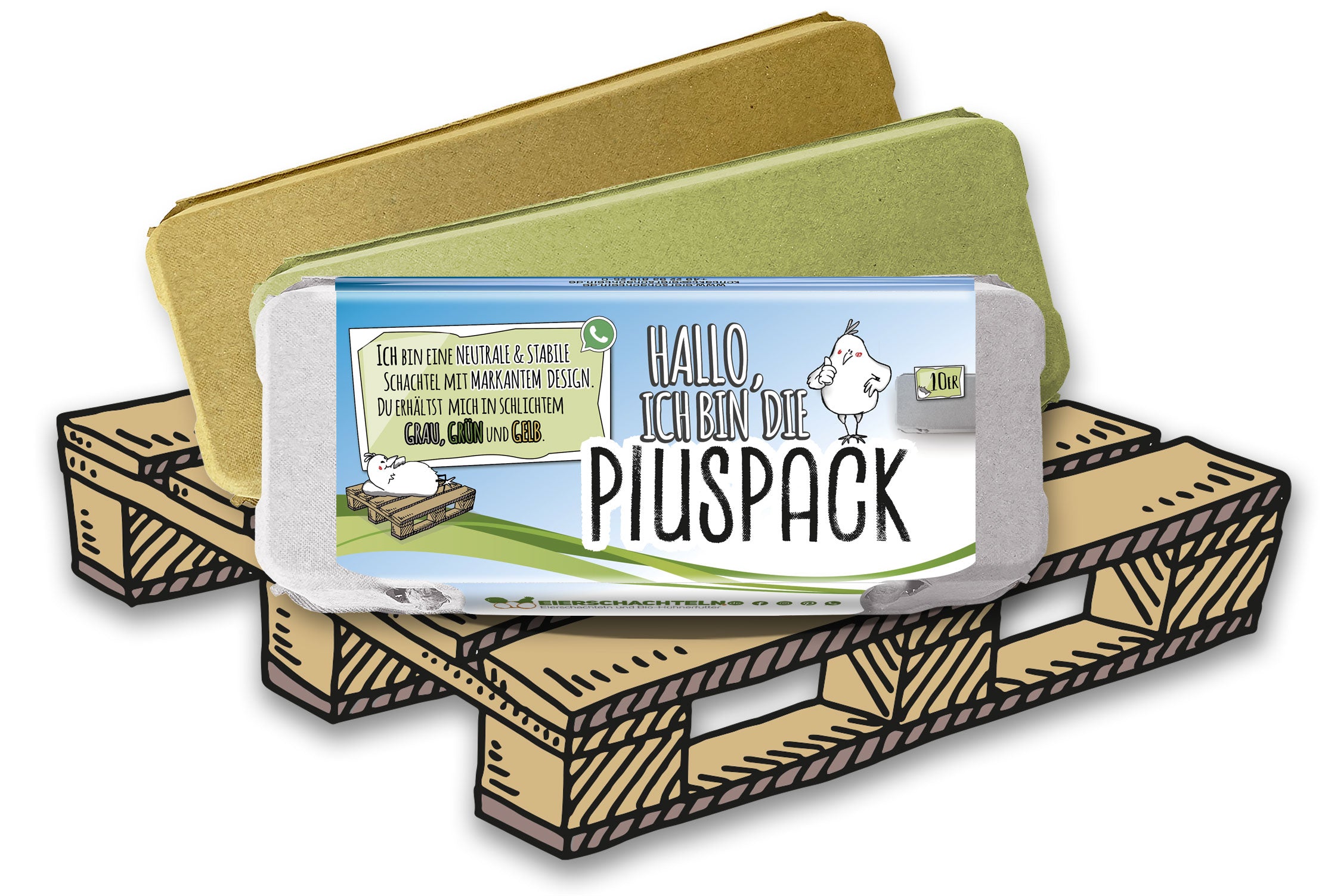 Plus Pack 10er Eierschachteln Palette - mit deinem Etikett gratis Etikettengestaltung