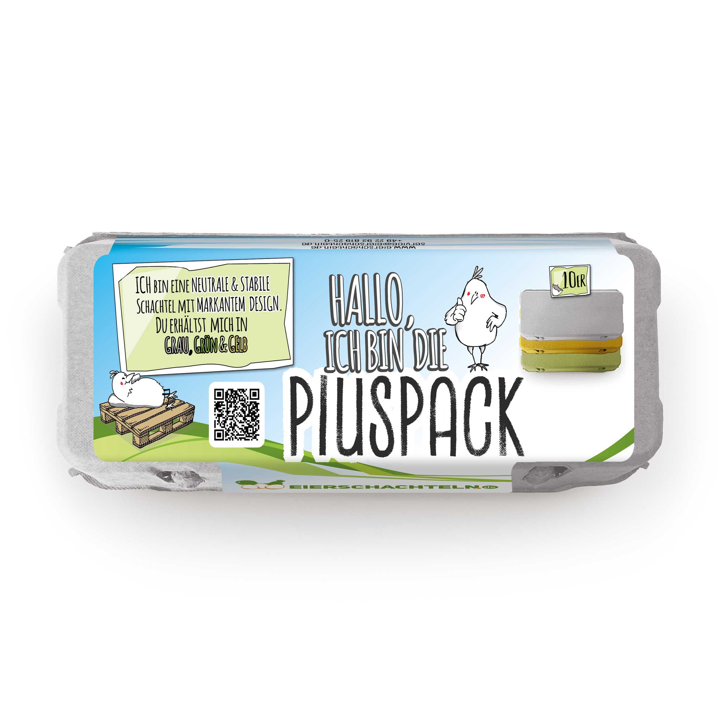 Plus Pack 10er Eierschachteln mit deinem Etikett, grau