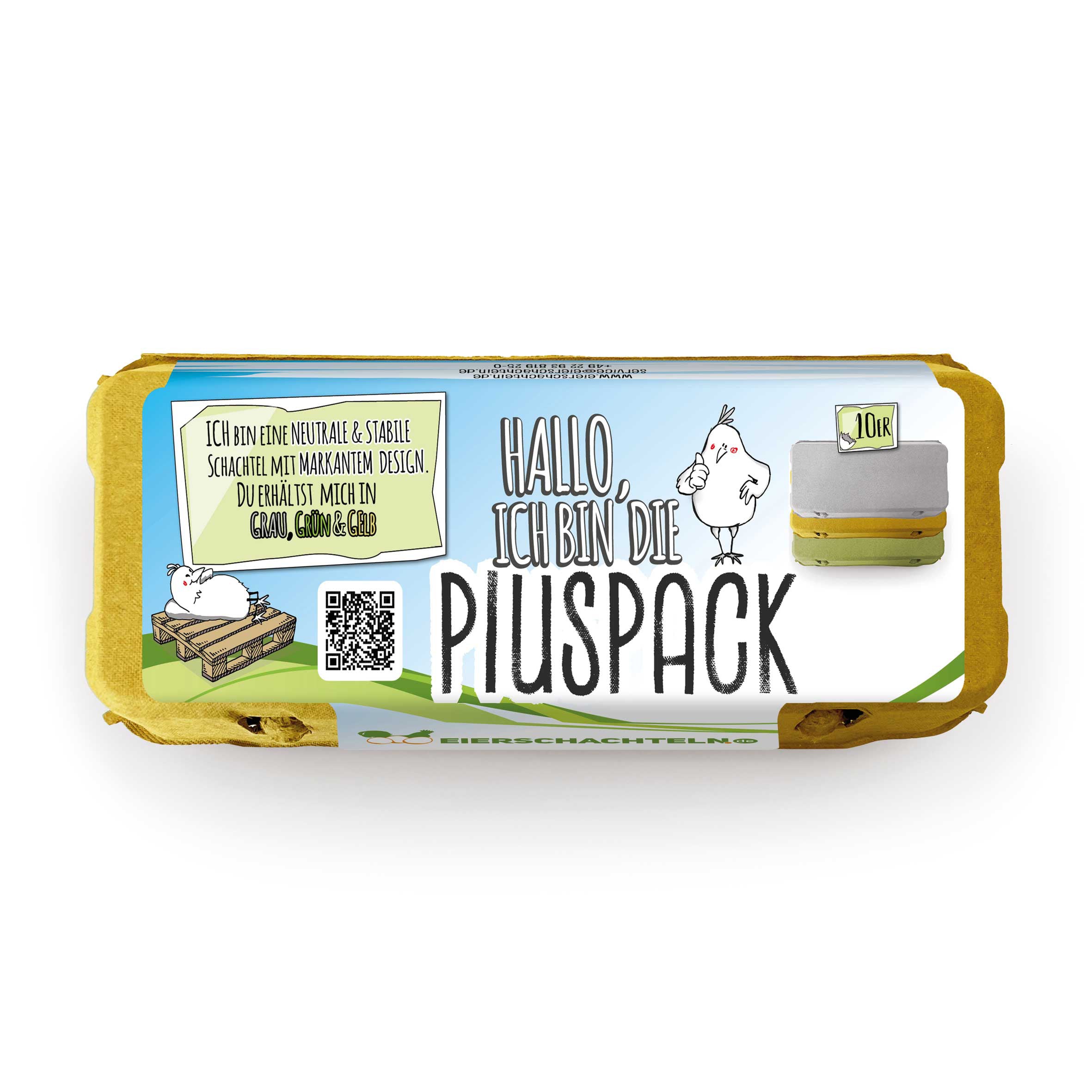Plus Pack 10er Eierschachteln mit deinem Etikett, gelb